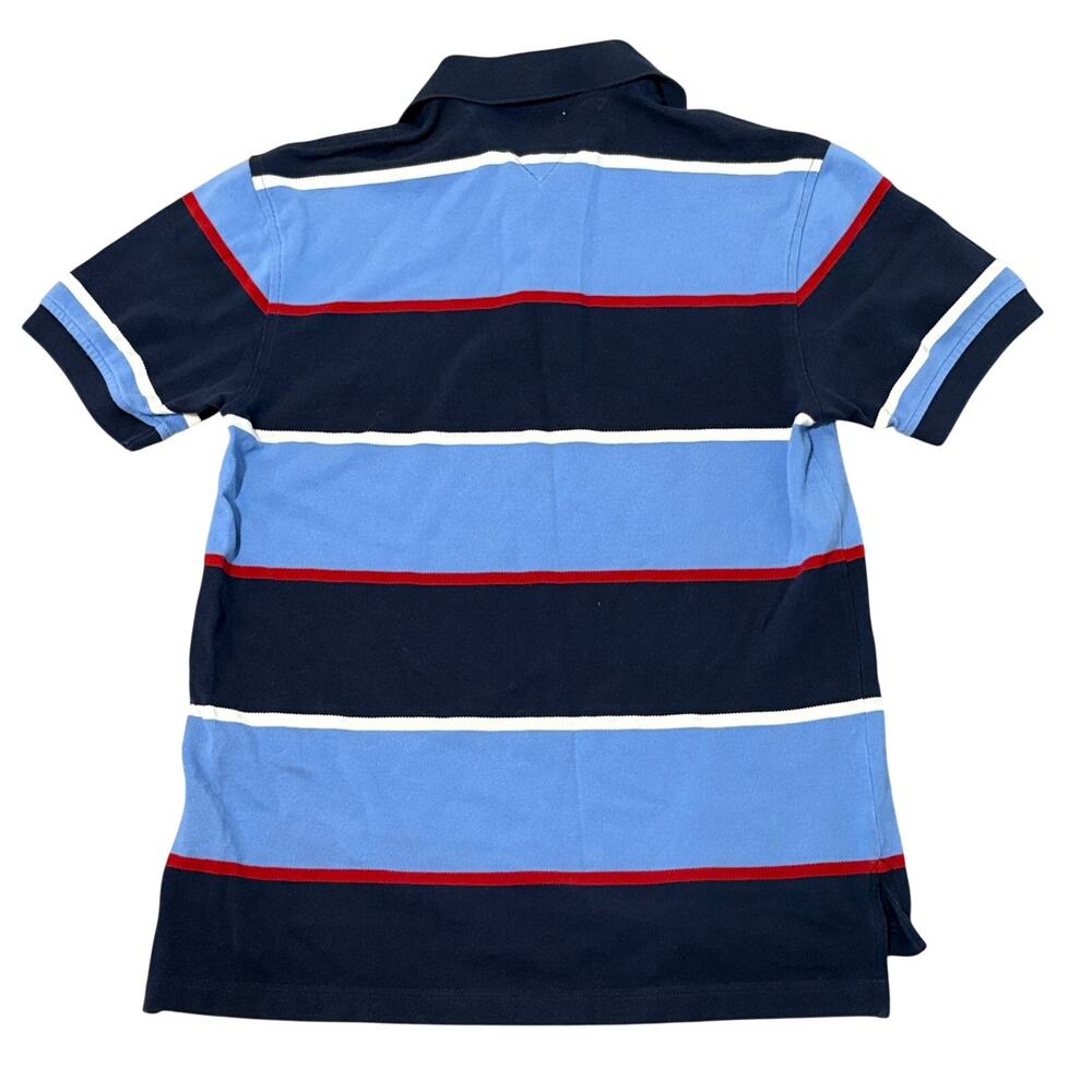 VTG 2005 Tommy Hilfiger Polo Shirt Mens Small Blue Navy Red Striped Y2K Cotton - Picture 3 of 9